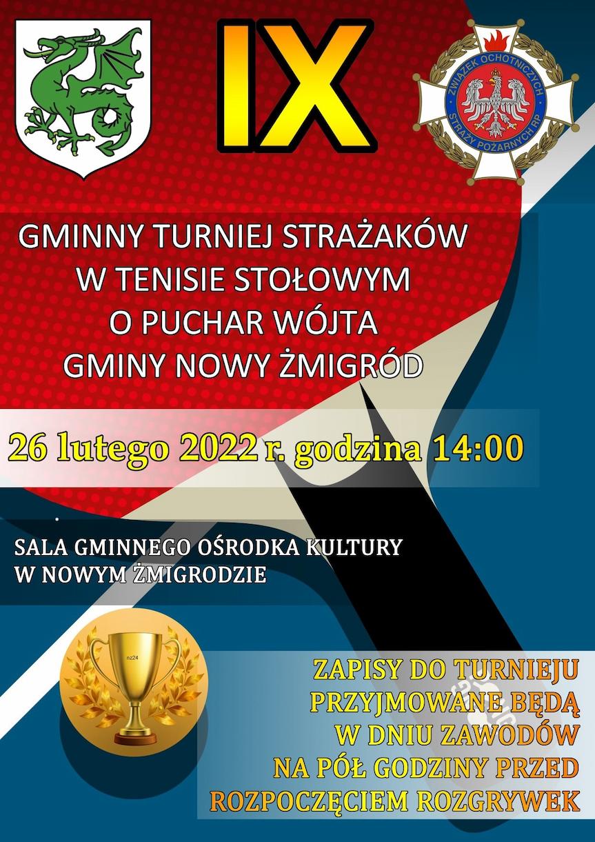 IX Gminny Turniej Strażaków w Tenisie Stołowym  o Puchar Wójta Gminy Nowy Żmigród