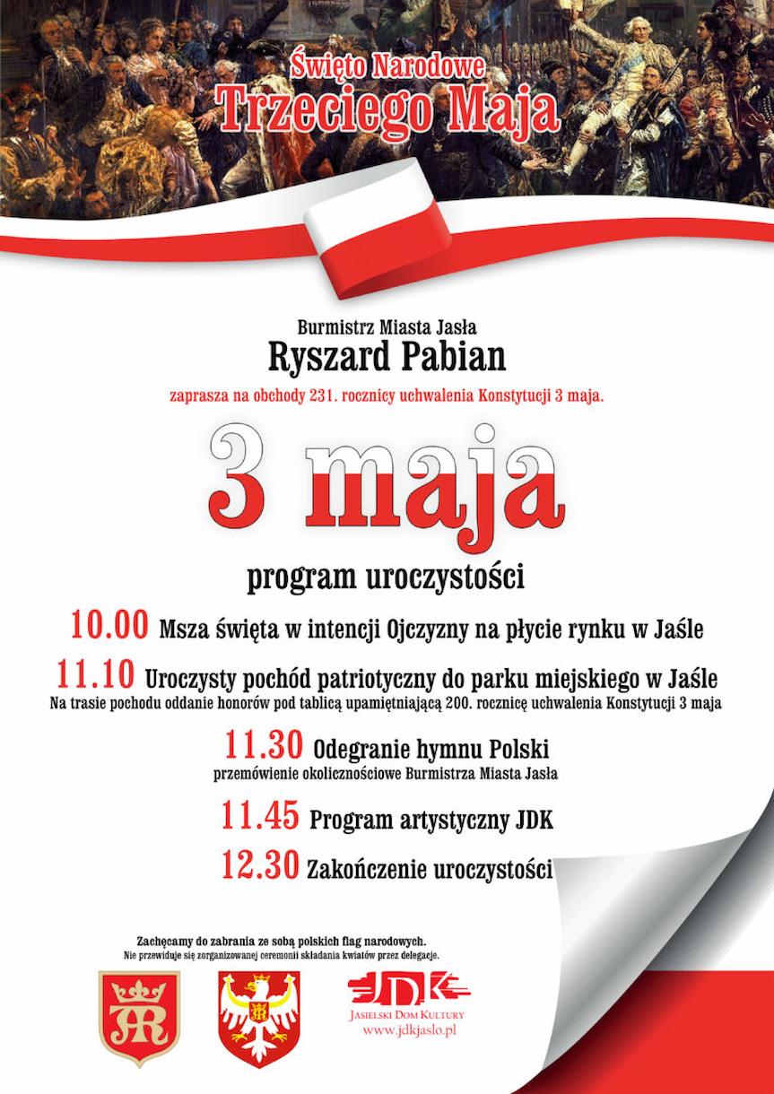 Obchody 231. rocznicy uchwalenia Konstytucji 3 maja w Jaśle