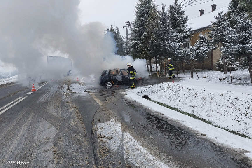 Pożar samochodu w Babicy